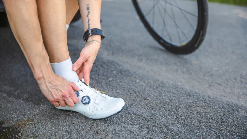 Cyclist with foot pain