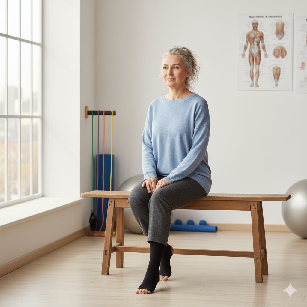 WeTreatFeet Woman Patient wearing compression garments